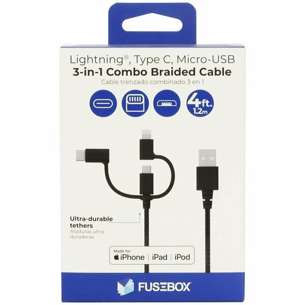Fusebox USB CABLE BRAIDED BLACK 4ft 131 1521 FB4
